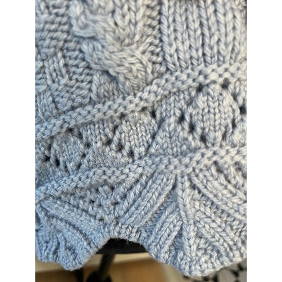Aran Crafts Women’s Blue Sweater Merino Wool Ireland Cable Zip Hooded Sz Small - Picture 6 of 8